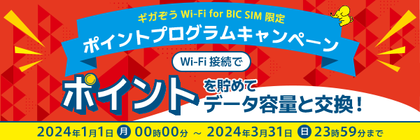 【ギガぞうWi-Fi for BIC SIMご登録者様限定クーポン】